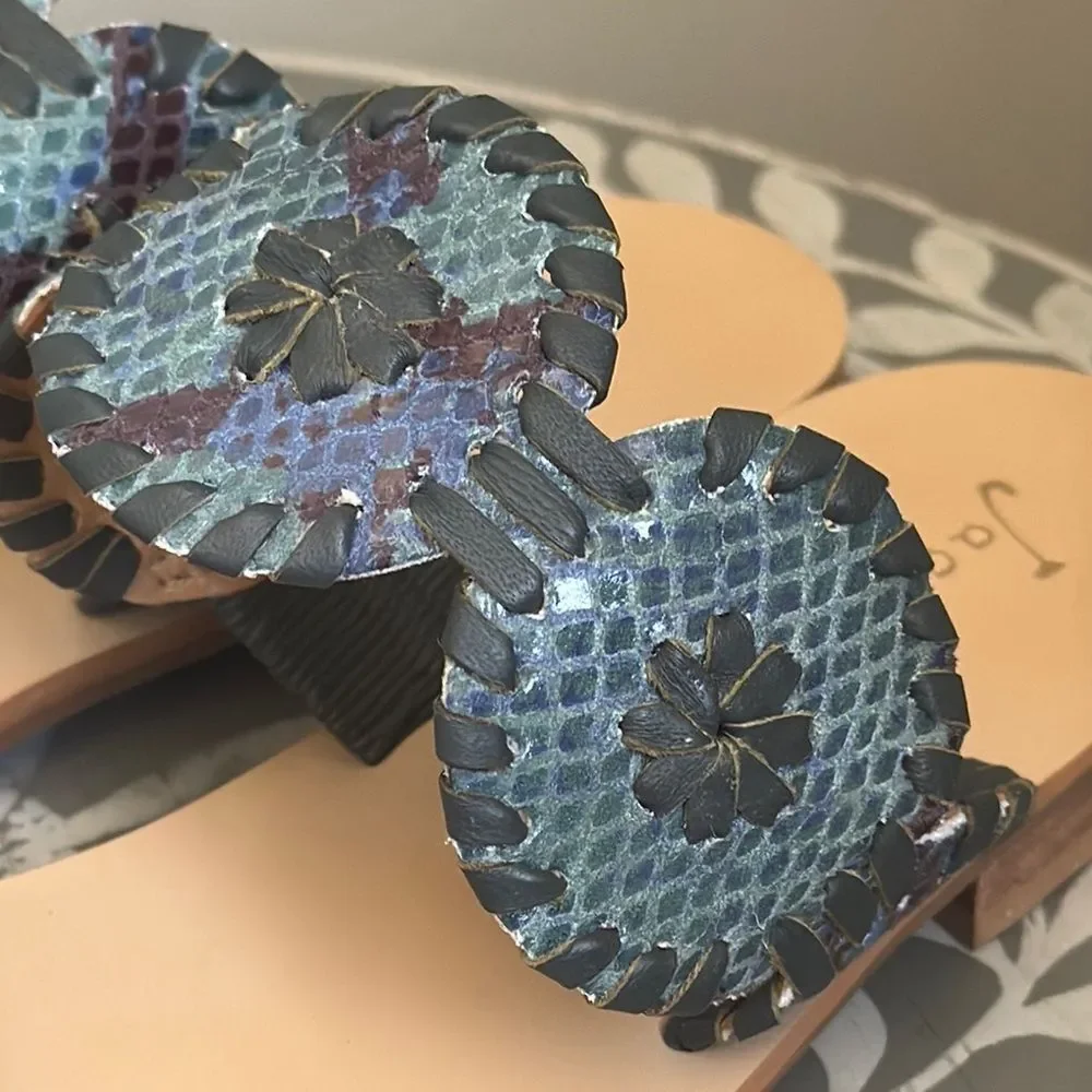 Jack Rogers Lauren Blue Slide Sandals sz 6